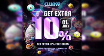 Club99 July Member Promotion: Earn Extra 10% Free Coins on Transfers
